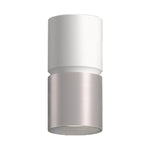 White with brushed nickel finish cylinder light on a white background