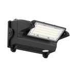 A black outdoor LED wall light fixture with a rectangular clear lens showing multiple LED chips, set against a plain white background.