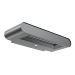 Modern matte gray ledgeray solar wall light fixture with sleek rectangular design and integrated motion sensor 345 lumens