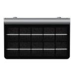 Silver-framed wallray solar wall panel with 12 black rectangular cells for 380 lumens 3w 4000k luminaire lighting