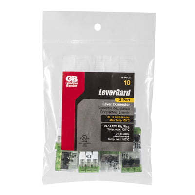 Gardner Bender 19-PCL3 LeverGard Connectors - 3-port lever connectors; 10/bag
