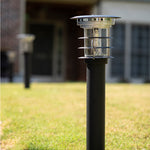 Stainless Steel Bollard Solar Lamp with Mini EZ Anchor, 100 Lumens, Black