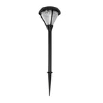 Black premier garden path light with clear faceted glass shade and sleek plastic body in dual color 3100K or 6000K