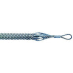 Silver metallic wire rope cable pulling grip with braided mesh sleeve and looped end for cable pulling applications