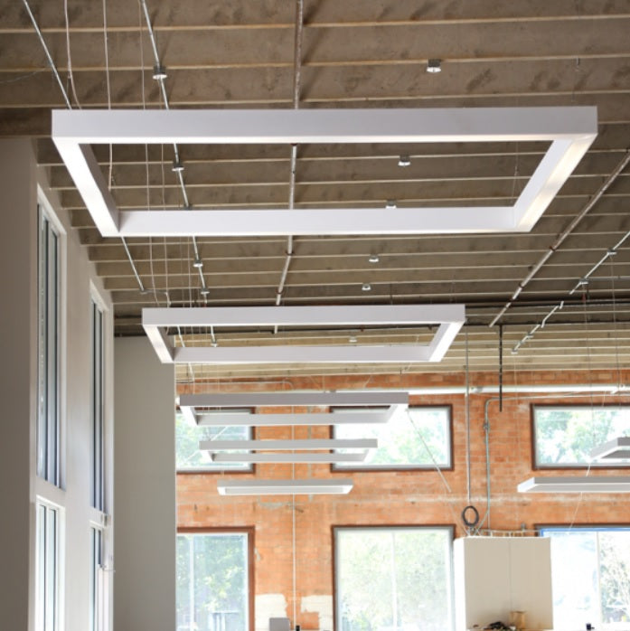 8X8 Foot Dimming LED Linear Pendant Fixture, Direct/Indirect, 192 or 256 Watt, 100-277V