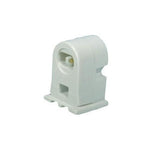 White plastic high output fluorescent lampholder with rectangular base and curved top for output fluorescent lamps
