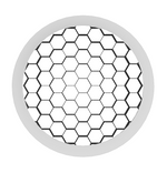 Circular white trim ring with black hexagonal honeycomb louver white grid pattern from atom series product line