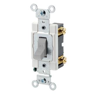 Commercial Spec Single Pole Toggle Switch, 20 Amp, Gray