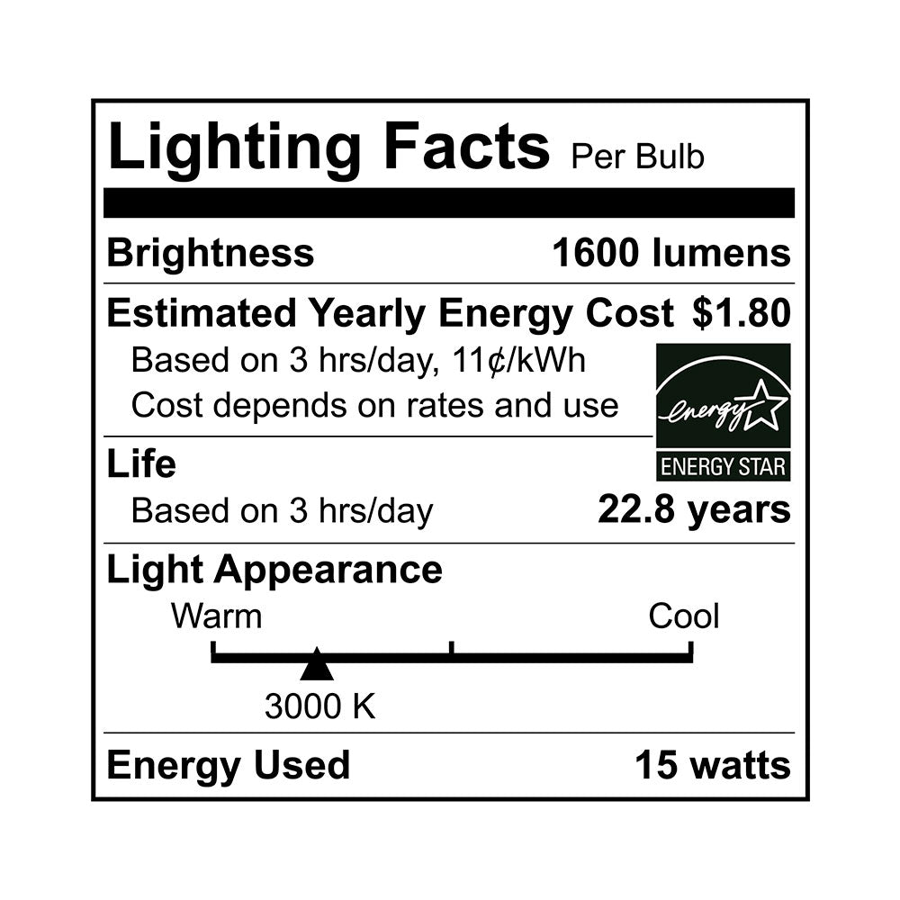 25PK LED A19 Bulb, 15 Watt, 120V, 1600 Lumens, 2700K, 3000K, 4000K, 5000K