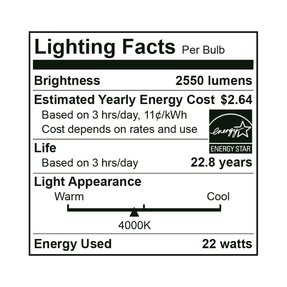 25PK LED A21 Bulb, 22 Watt, 120V, 2550 Lumens, 2700K, 3000K, 4000K, 5000K