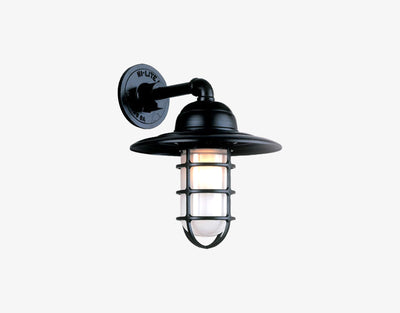 Hi-Lite Saucer Vapor Tight Jar Sconce - Black/Standard (shown with clear glass and shade)