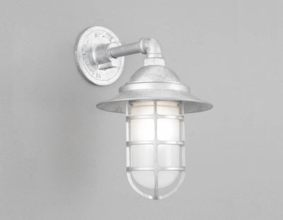 Hi-Lite Angle Vapor Tight Jar Sconce - Galvvanized/Standard (shown with frosted glass and 8" shade)