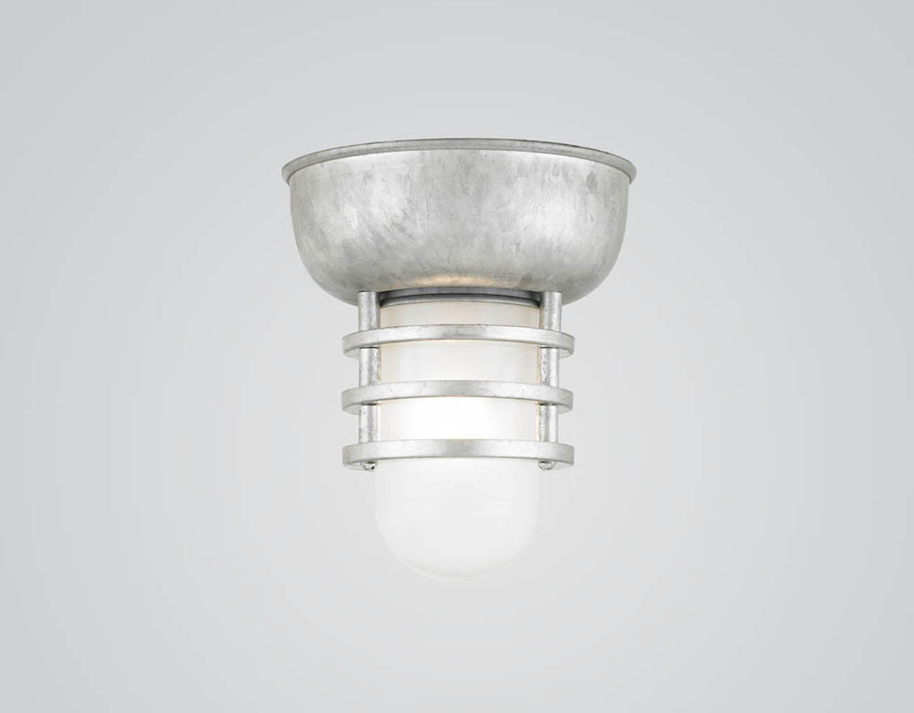 Hi-Lite Layered Vapor Tight Jar Flush Mount - Galvanized/Standard (shown with frosted glass)