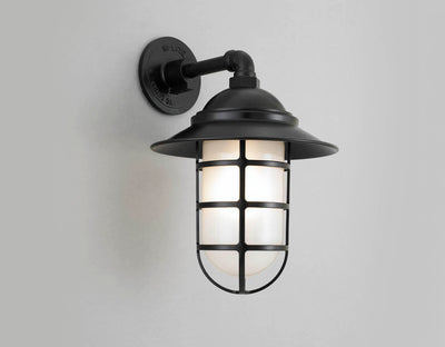 Hi-Lite Angle Vapor Tight Jar Sconce - Black/Large (shown with frosted glass and 10" shade)