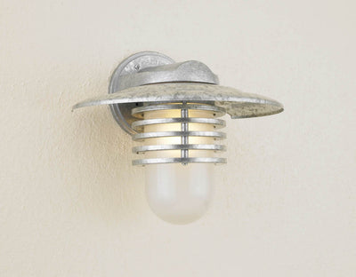 Hi-Lite Layered Vapor Tight Jar Half Sconce - Galvanized/Large (shown with frosted glass and shade)