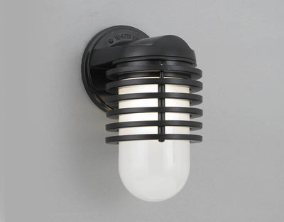 Hi-Lite Layered Vapor Tight Jar Half Sconce - Black/Large (shown with frosted glass)