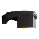 Black industrial-style ceiling-mounted coastal wildlife amber led mini area light with glowing yellow underside, 22 watt