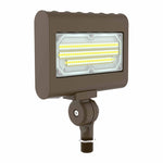 Brown outdoor led architectural flood light with three rows of yellow leds and a clear protective cover