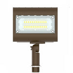 Brown rectangular led architectural flood light with clear lens and adjustable arm for general site lighting use