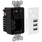 5.8A Three USB Type A Wall Outlet Charger with Single 20A Tamper-Resistant Receptacle