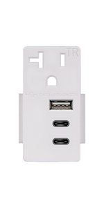 5.8A Three USB Type A Wall Outlet Charger with Single 20A Tamper-Resistant Receptacle