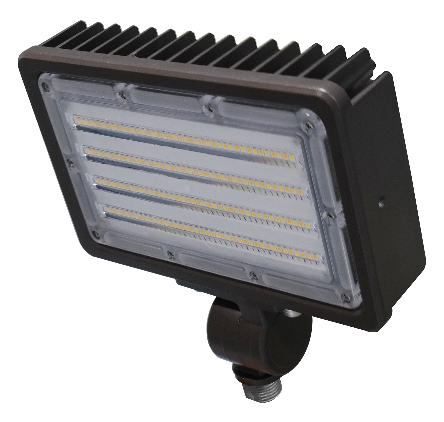 LED Flood Light, 4000 or 7000 Lumens, CCT Selectable, 120-277V, Yoke Mount and Ground Stake Mount Options, Dark Bronze Finish