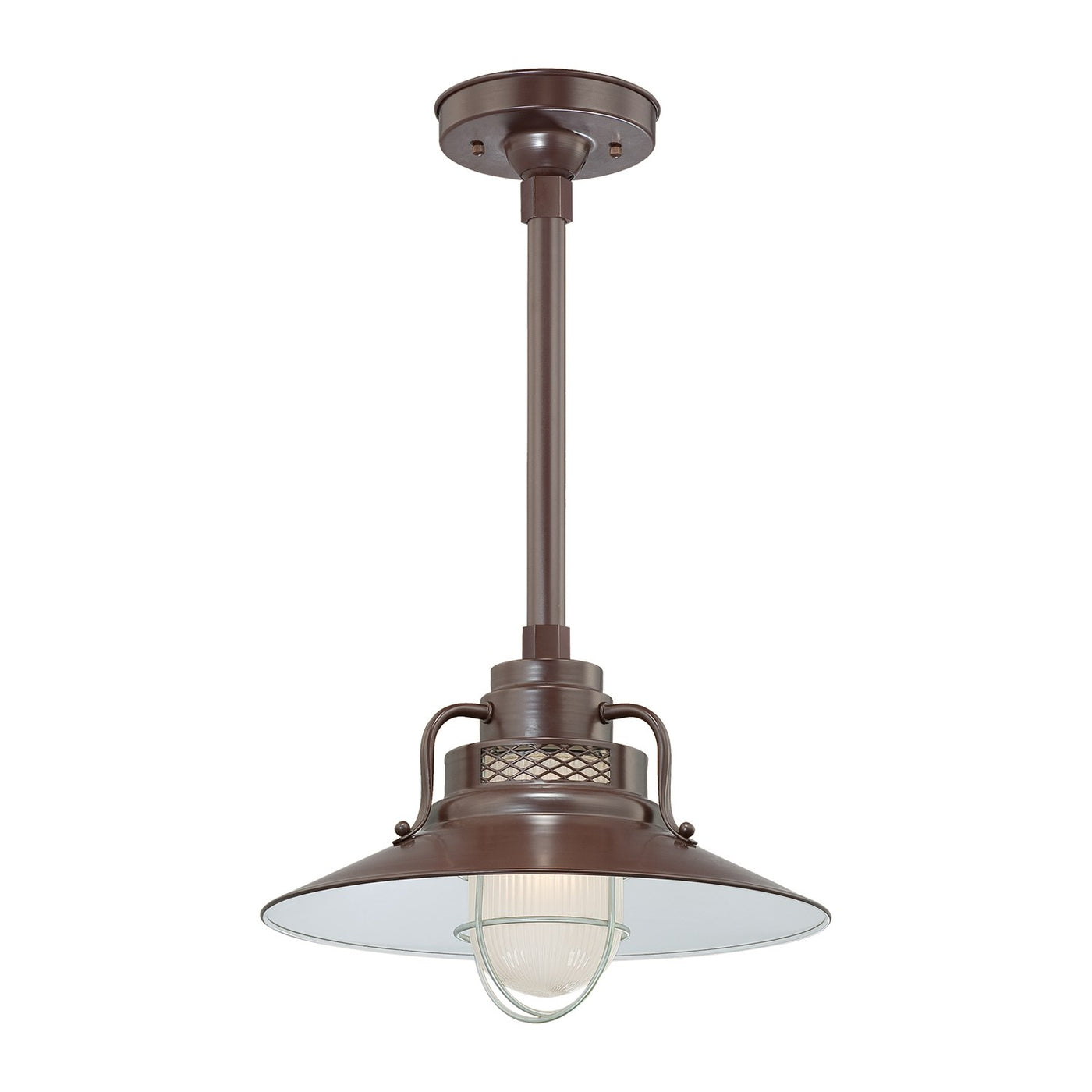 Millennium Lighting 14" RLM/ Stem Hung Railroad Shade - Architectural Bronze (Shown with canopy kit and 12" stem)