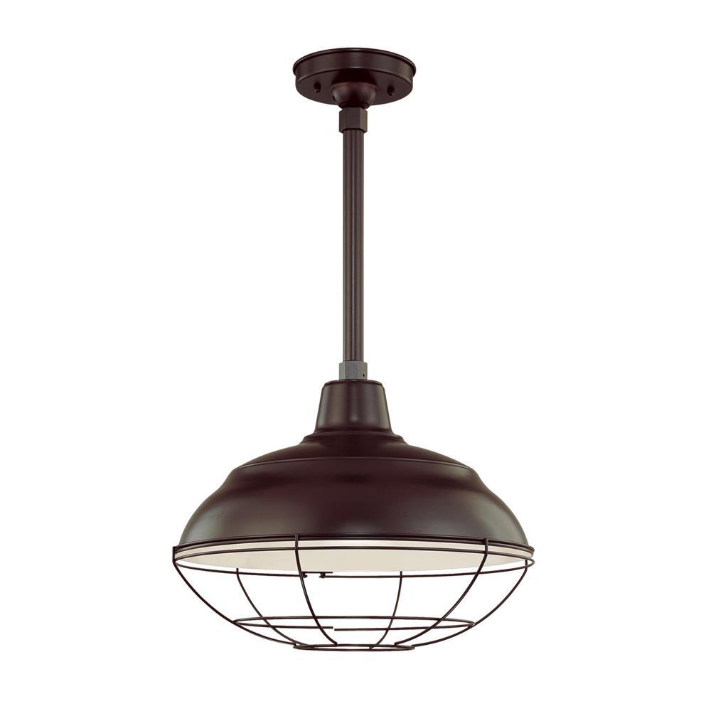 Millennium Lighting 17" Warehouse Shade - Architectural Bronze (Shown with canopy kit and 12" stem w/ Wire Guard)