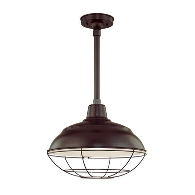 Millennium Lighting 17" Warehouse Shade - Architectural Bronze (Shown with canopy kit and 12" stem w/ Wire Guard)