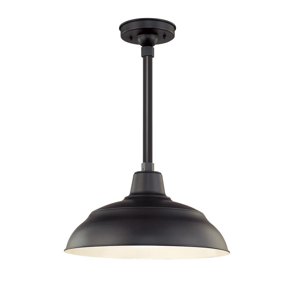 Millennium Lighting 17" Warehouse Shade - Satin Black (Shown with canopy kit and 12" stem)