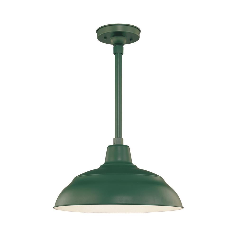 Millennium Lighting 17" Warehouse Shade - Satin Green (Shown with canopy kit and 12" stem)