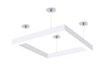 4x4 Foot Square LED Direct/Indirect Pendant Fixture, 31,720 Lumen Max, 260W, CCT Selectable, 120-277V