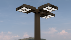20 ft 4 Inch Square Area Lighting Pole With 3 LED 150W Slim Line Fixture (400W+ MH or HID Equivalent)