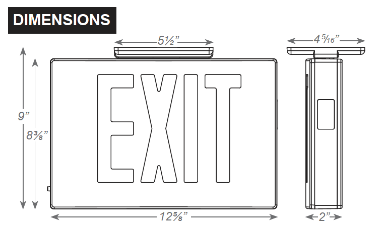 LED Die-Cast Aluminum Exit Sign, Double faced, Red