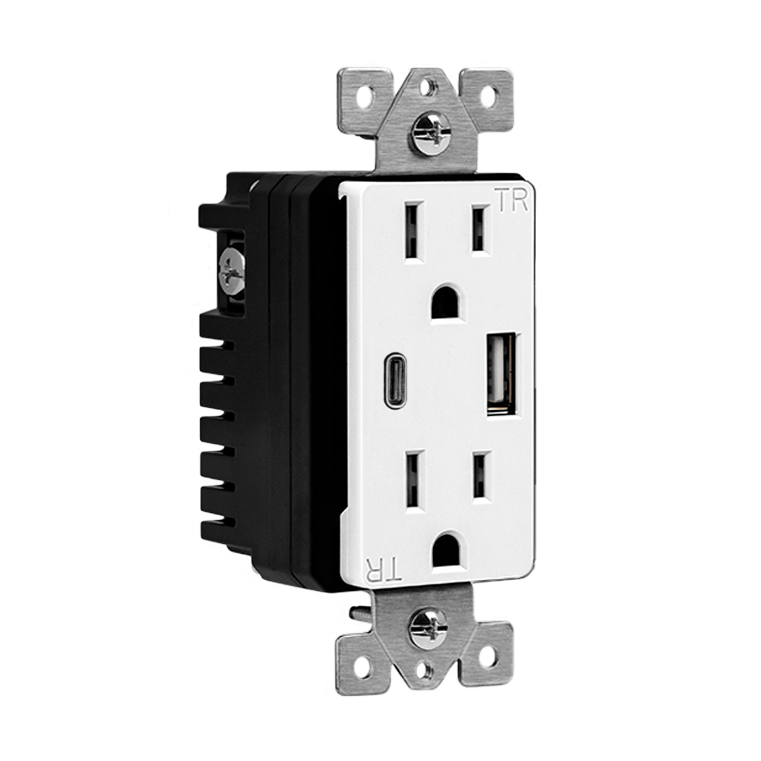 5.8A USB Type A/Type-C Wall  Outlet Charger with 15A  Tamper-Resistant Receptacle
