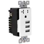 5.8A Three USB Type A Wall Outlet Charger with Single 20A Tamper-Resistant Receptacle