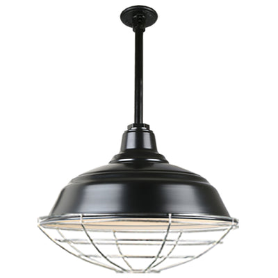 Quick Ship Hi-Lite 17" Curved Warehouse Collection Stem Mount Pendant, H-QSN15117 Series (Black, White, Galvanized Finishes)