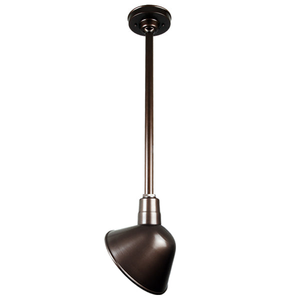 Quick Ship 12" Angled Shade Hi-Lite Stem Hung Pendant Collection, H-QSN18112 Series Oil Rubbed Bronze Finish