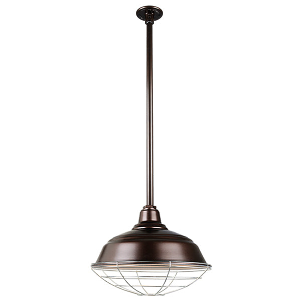 Quick Ship Hi-Lite 17" Curved Warehouse Collection Stem Mount Pendant, H-QSN15117 Series Oil Rubbed Bronze Finish