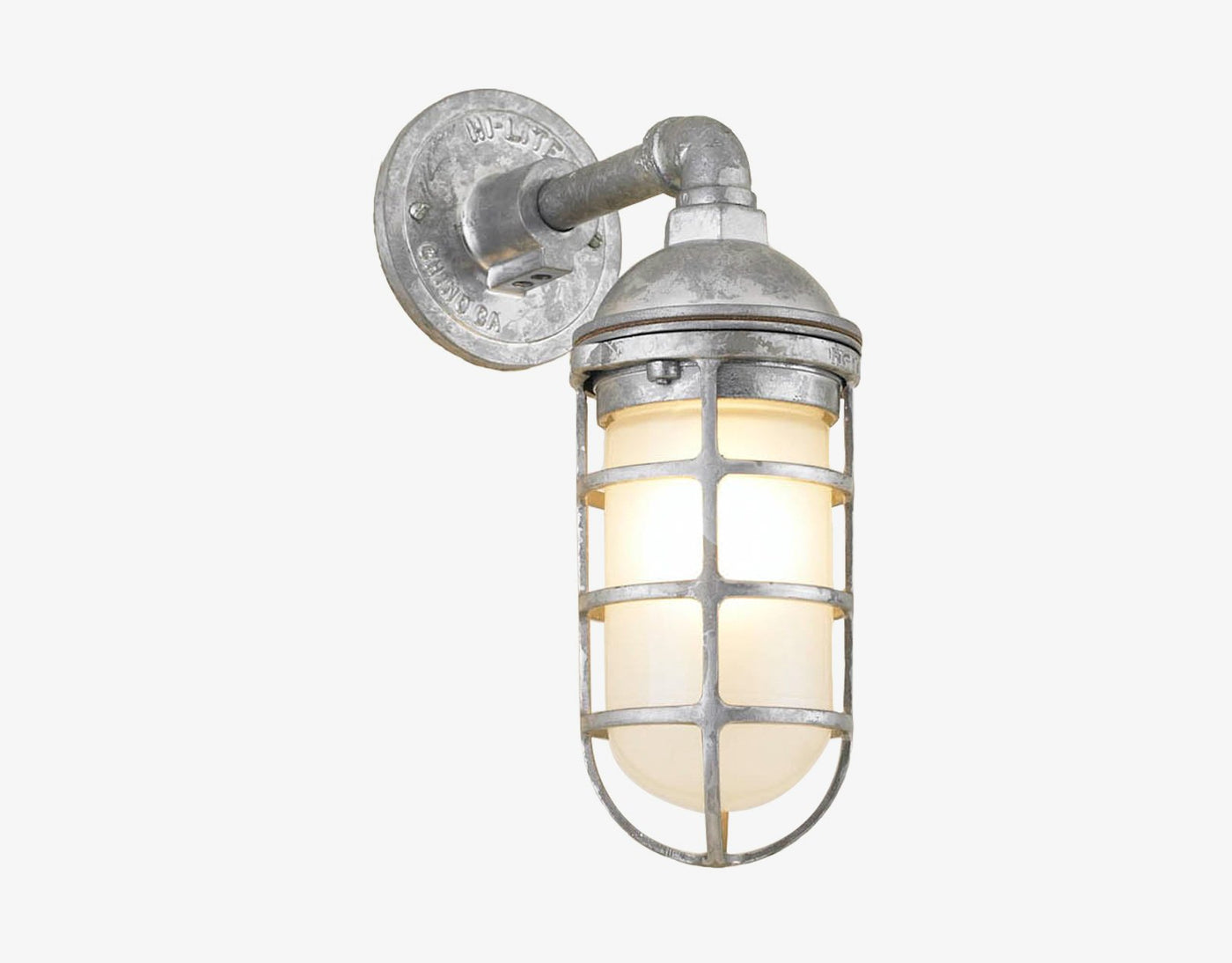 Hi-Lite Saucer Vapor Tight Jar Sconce - Galvanized/Standard (shown with frosted glass)