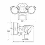 2 Head LED Security Light, 1900 Lumens, 20 watt, 120V, CCT Selectable, Bronze or White Finish, With PIR Sensor
