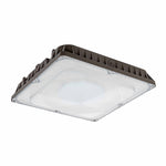 Square industrial led ceiling light with dark gray ribbed housing and clear diffuser cdlx led power adjustable canopy light