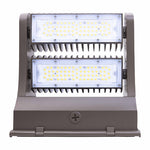 Industrial-grade dual-row led street light with rugged gray metal housing and two rows of bright white leds in bark bronze color
