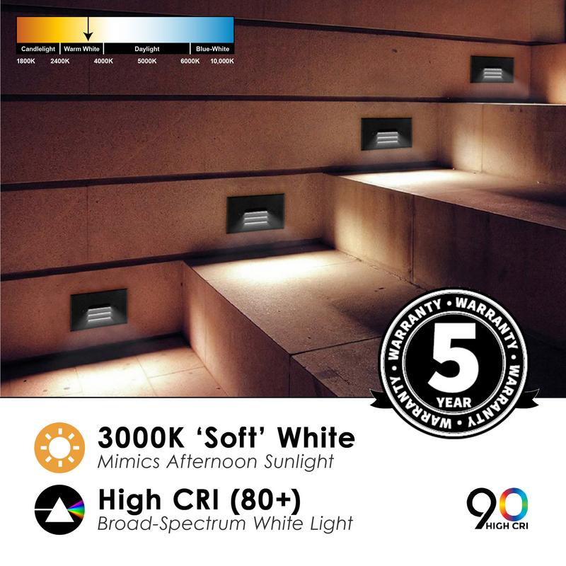 Vertical & Horizontal Step Light, 2W, 120V, Bronze or White