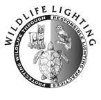 Silver circular logo with stylized turtle and wildlife lighting text for coastal wildlife amber led mini product