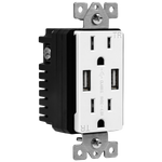 4.8A USB Dual Type A Wall Outlet Charger with 15A Tamper-Resistant Receptacle