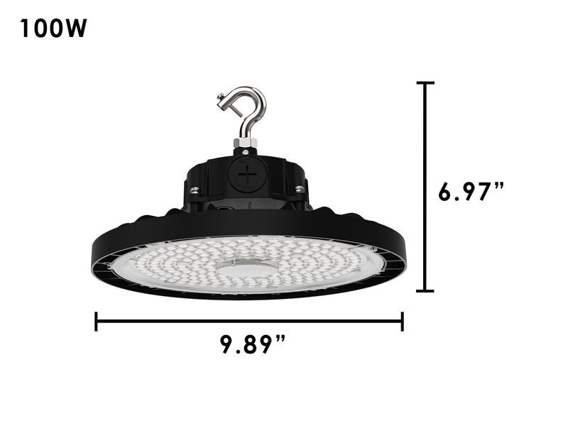 Static LED UFO High Bay, 15,000 Lumens, 100 Watt, 5000K, 120-277V, Black Finish