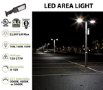 LED Area/Parking Lot Light, 22,007 Lumen Max, Wattage & CCT Selectable, Type II, III, IV, or V Optics, 120-277V