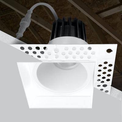 2" Square Downlight, Trimless-Line, 5-CCT Selectable, 8W or 15W, 600-1000 Lumens, Black or White Finish