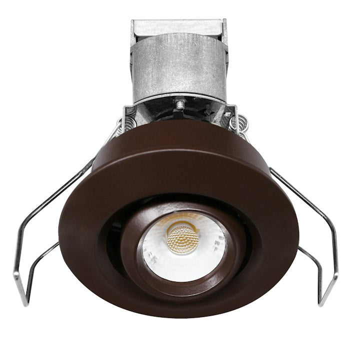 1" LV Round Gimbal Downlight: Mini-Line, 6W, 3000K, 12V, White, Black or Bronze Finish
